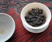 Oolong GABA Tea Leaves in the Water