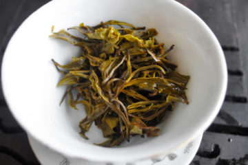 Tea leaves after initial rinse
